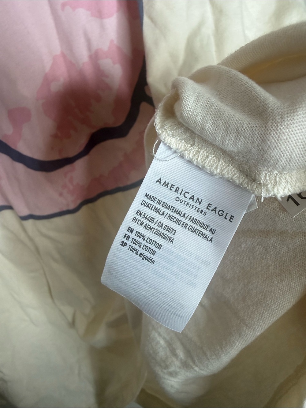 American Eagle AE Band Tee oversized Nirvana size L/XL ivory pink - Picture 3 of 4